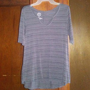 Maurices 24/7 Black and Gray Striped Shirt sz. M